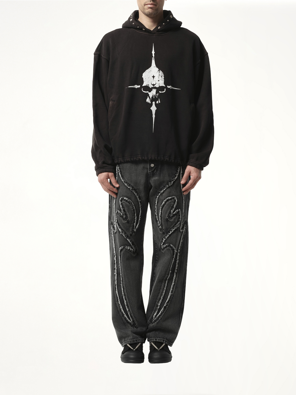 Peace Stud Hoodie in Black