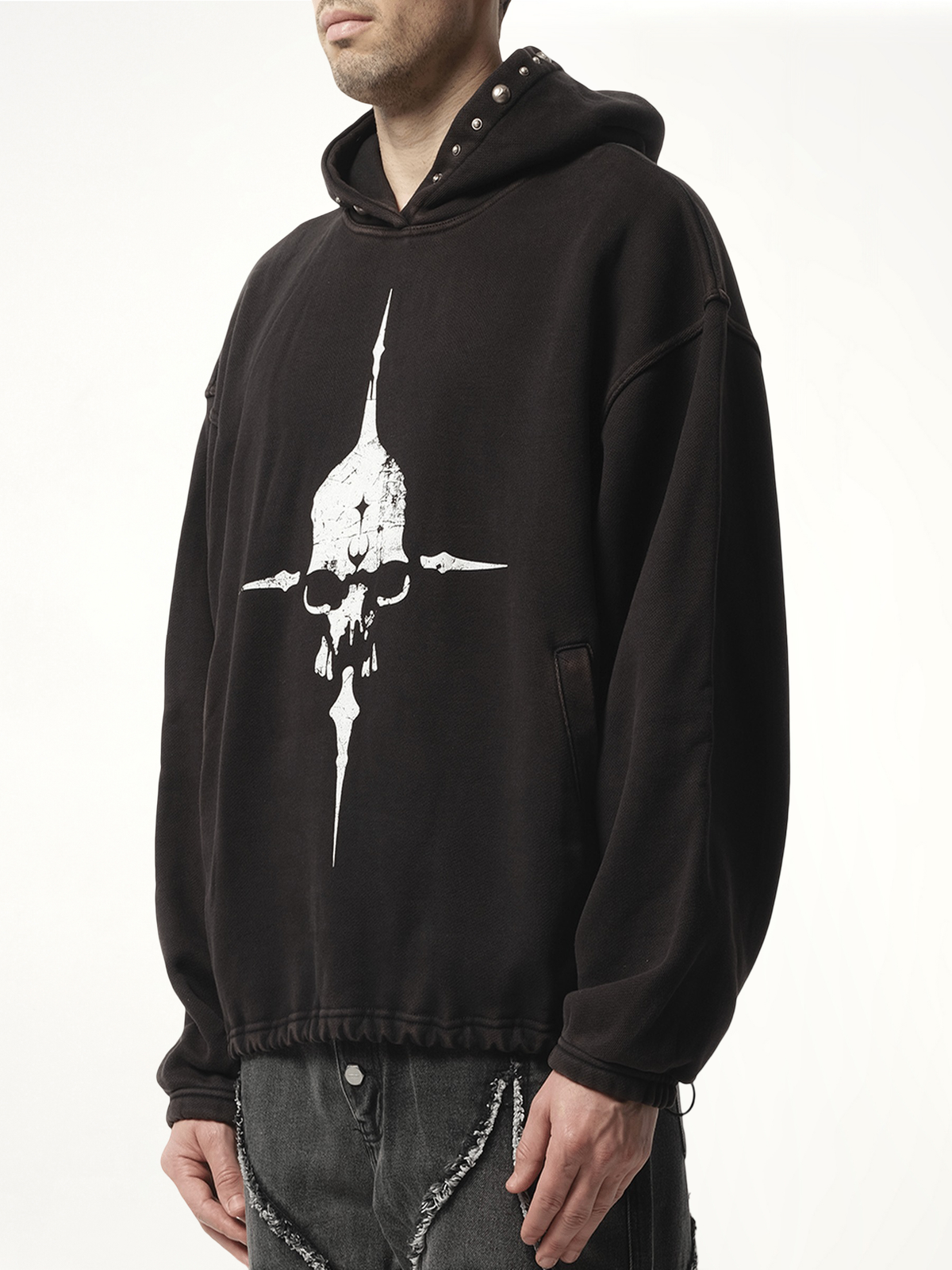 Peace Stud Hoodie in Black