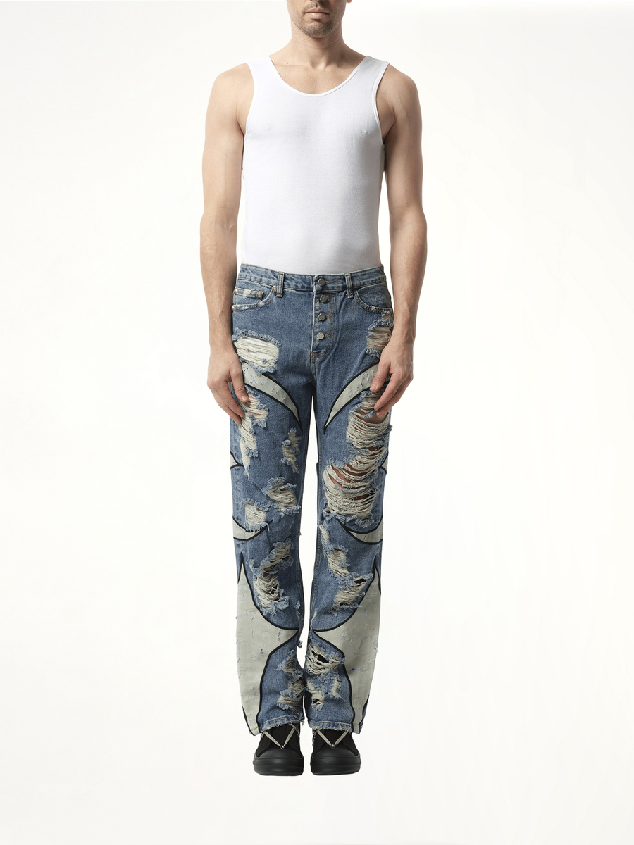 TC Leather Washing Denim Pants War Ver in Blue