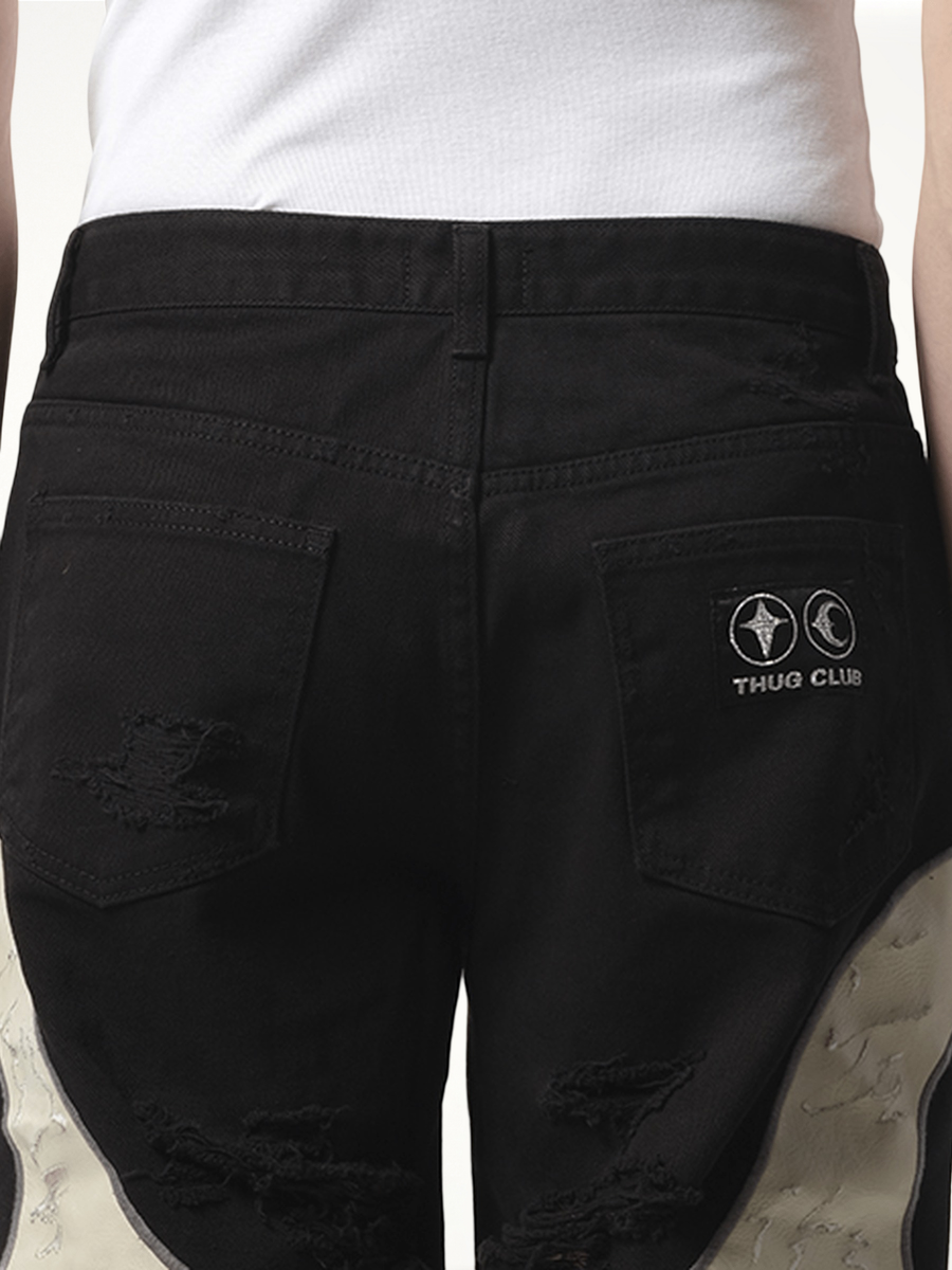 TC Leather Washing Denim Pants War Ver in Black