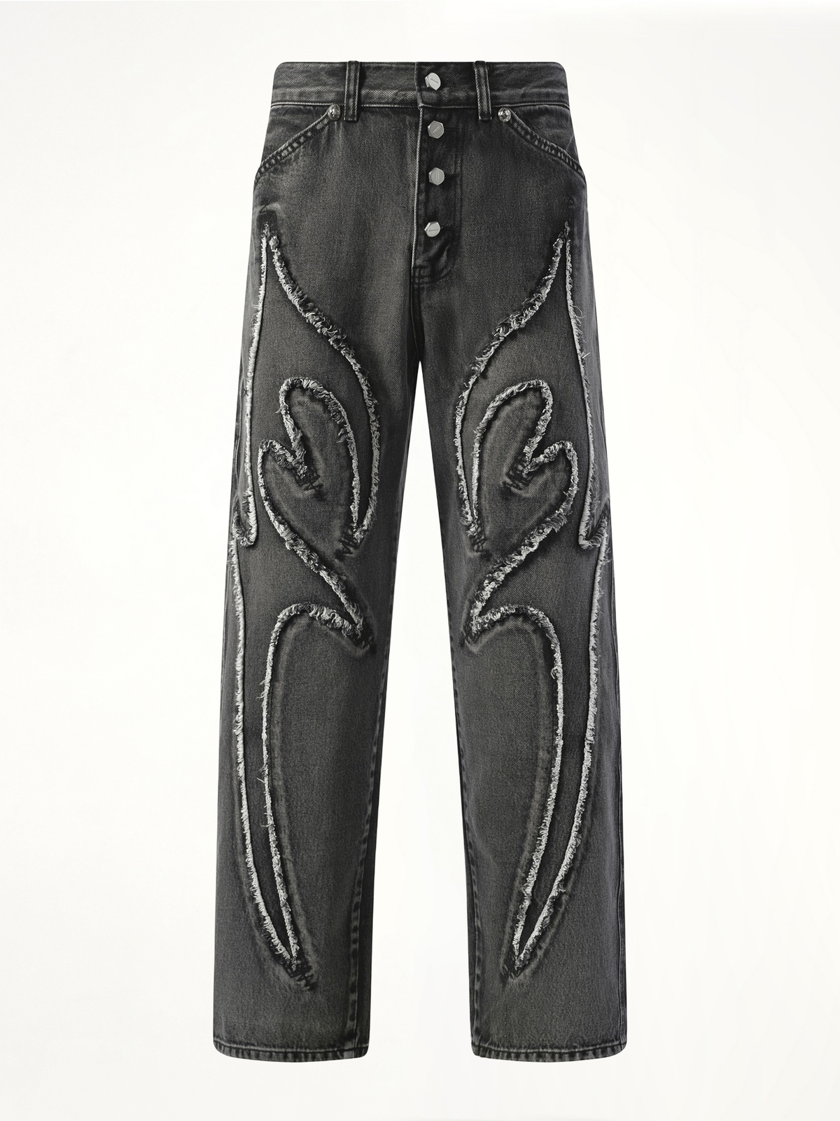 Tribal Denim Pants in Black
