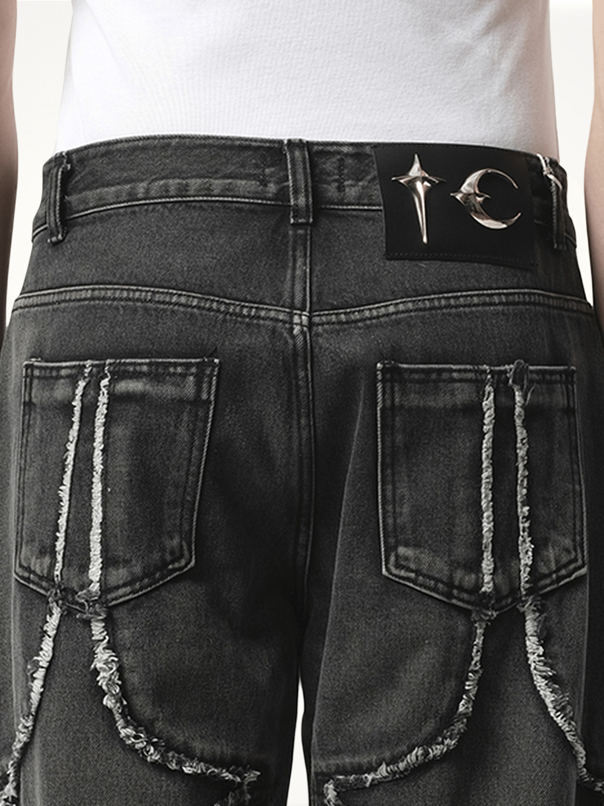Tribal Denim Pants in Black