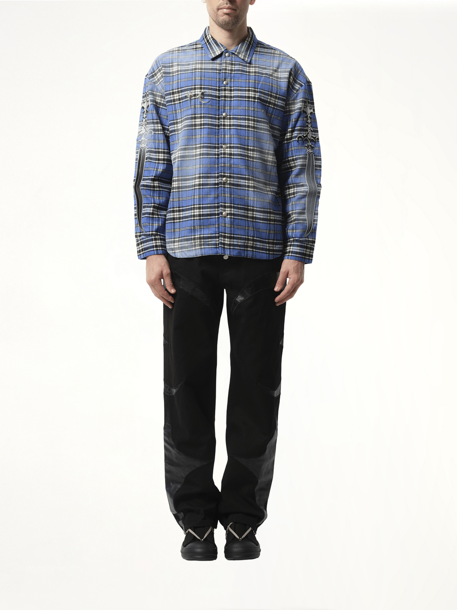 Arab Sword Flannel Shirt in Blue