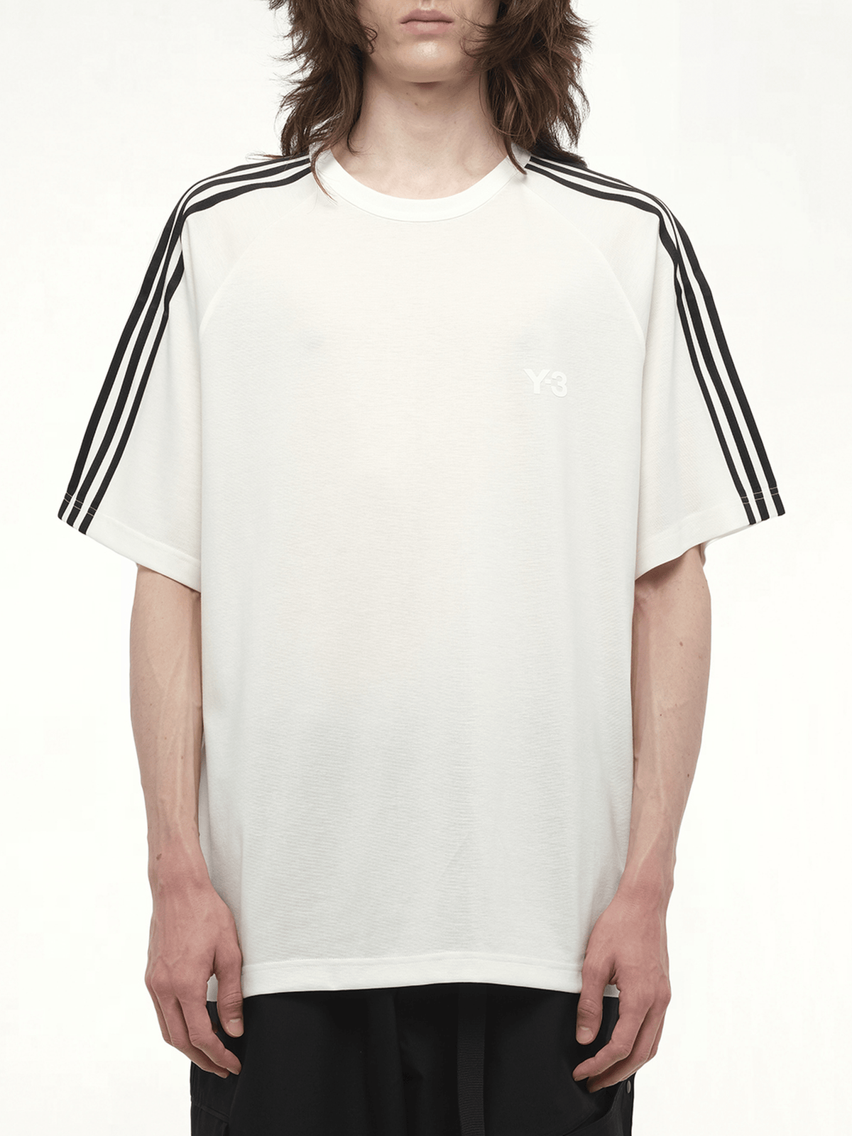 Wire Stripe Short Sleeve T-Shirt in White