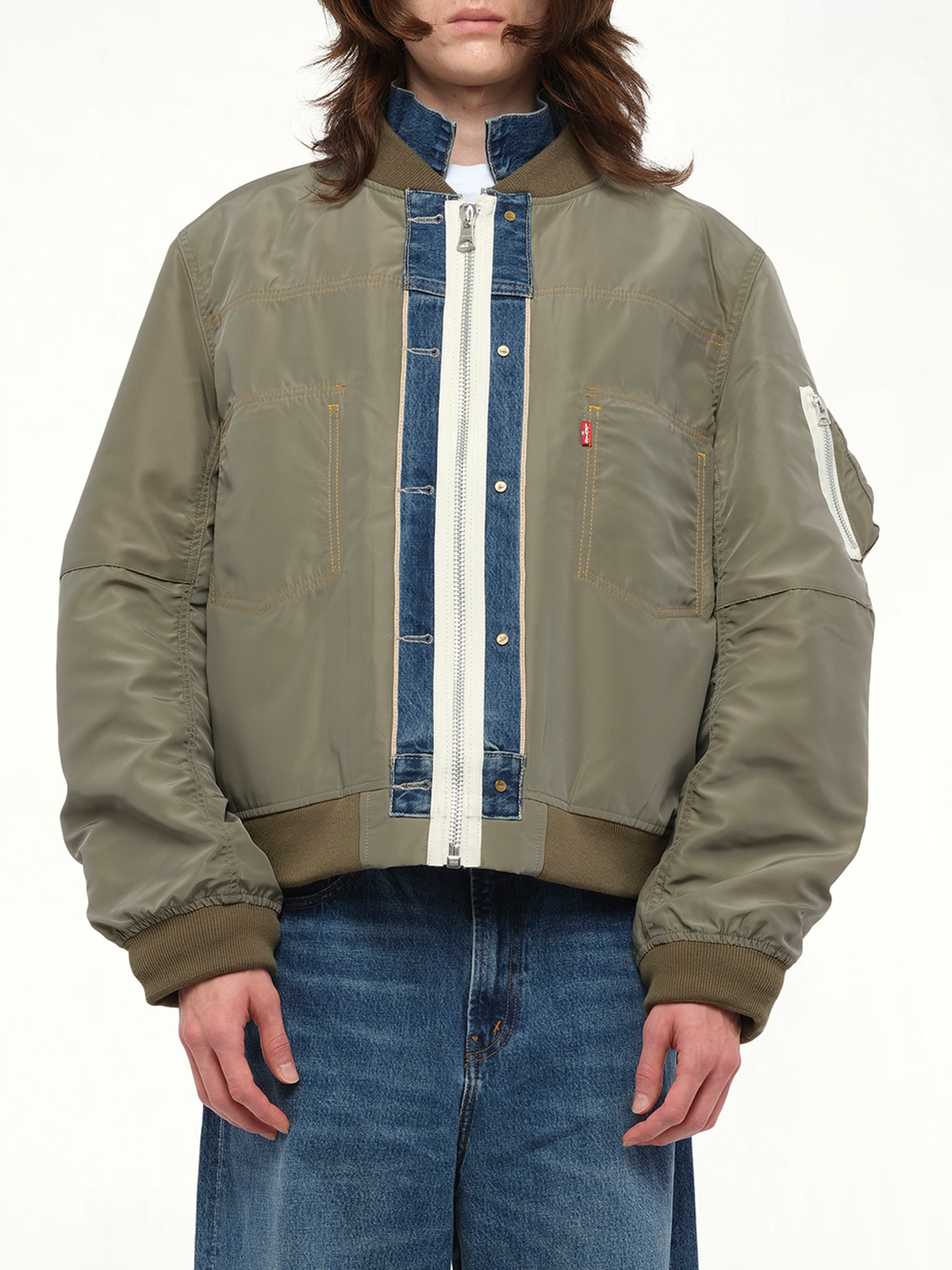 Levi's Denim x Nylon Twill Reversible Blouson in Blue/Khaki