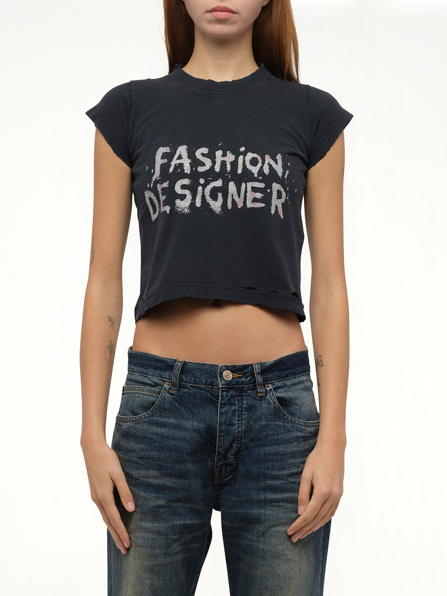 Balenciaga Shrunk T-Shirt in Faded Washed Black