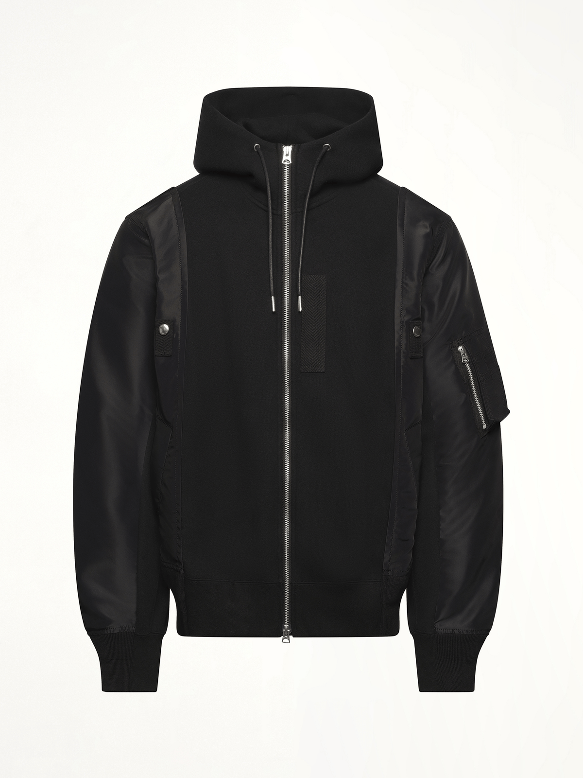 Sponge Sweat Nylon Twill Hoodie in Black/Black
