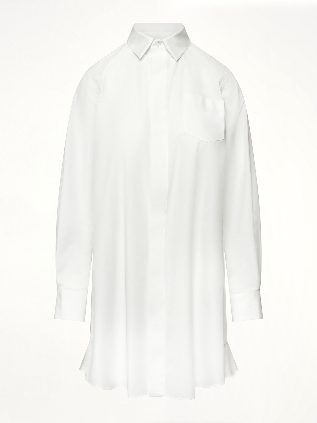 Frill Poplin Dress in Off White