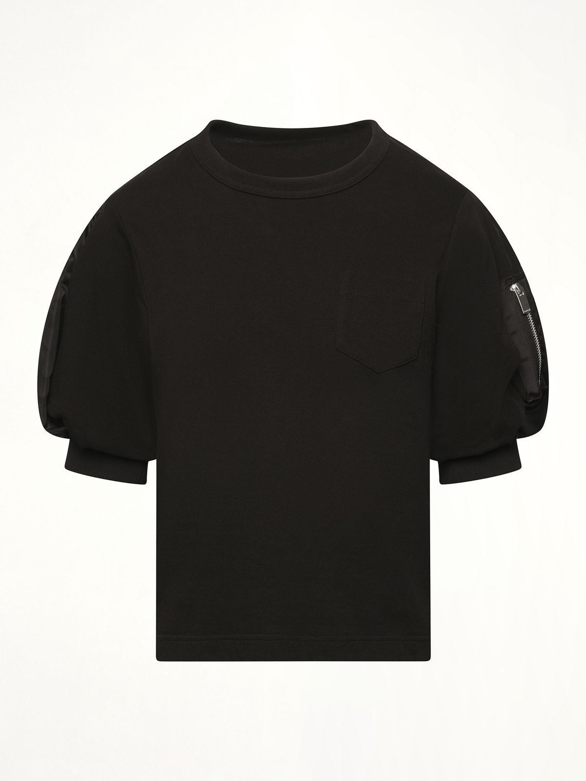 Nylon Twill x Cotton Jersey T-Shirt in Black/Black