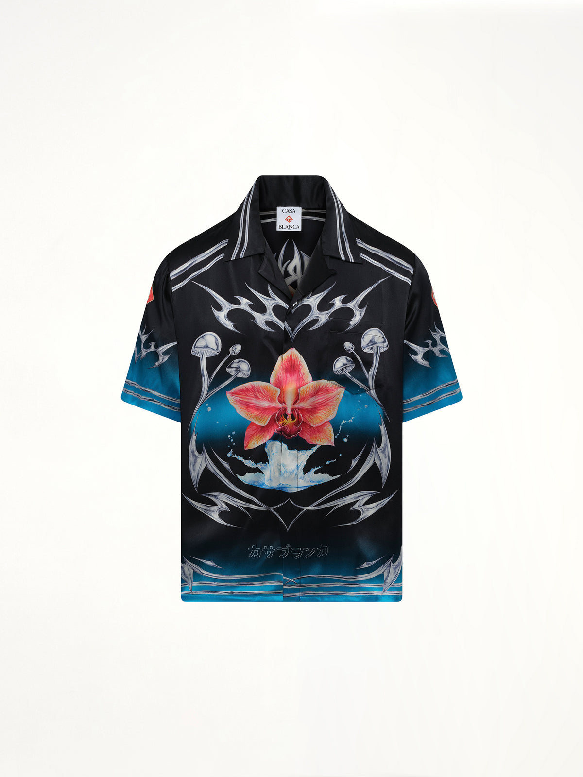 Silk Satin Blades Shirt in Multicolour