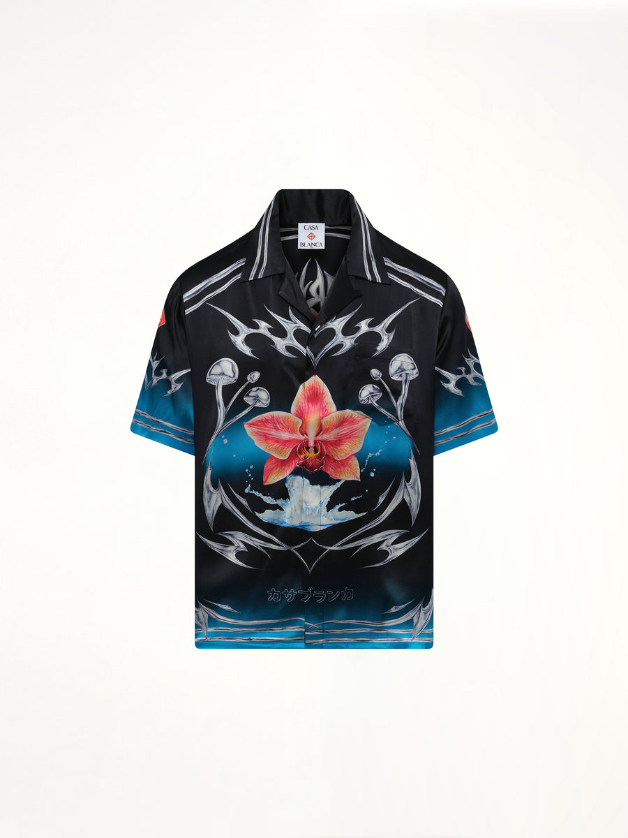 Silk Satin Blades Shirt in Multicolour