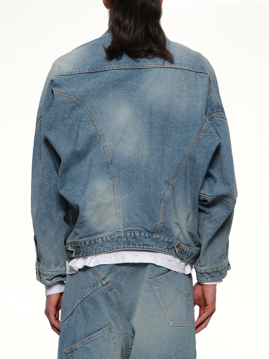 Distorted Cutting Denim Jacket in Indigo