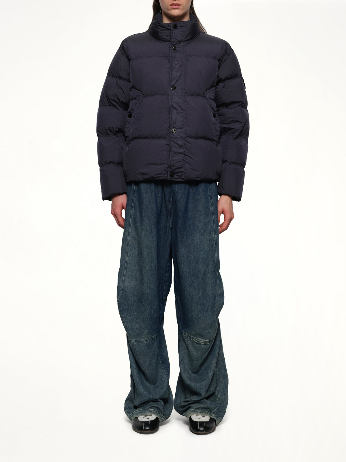 410001 Garment Dyed Crinkle Nylon Down in Navy Blue