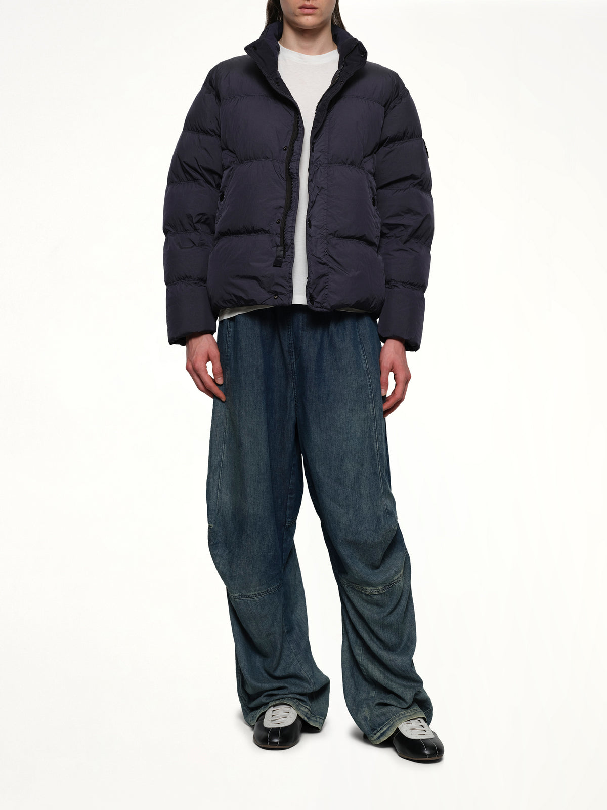 410001 Garment Dyed Crinkle Nylon Down in Navy Blue