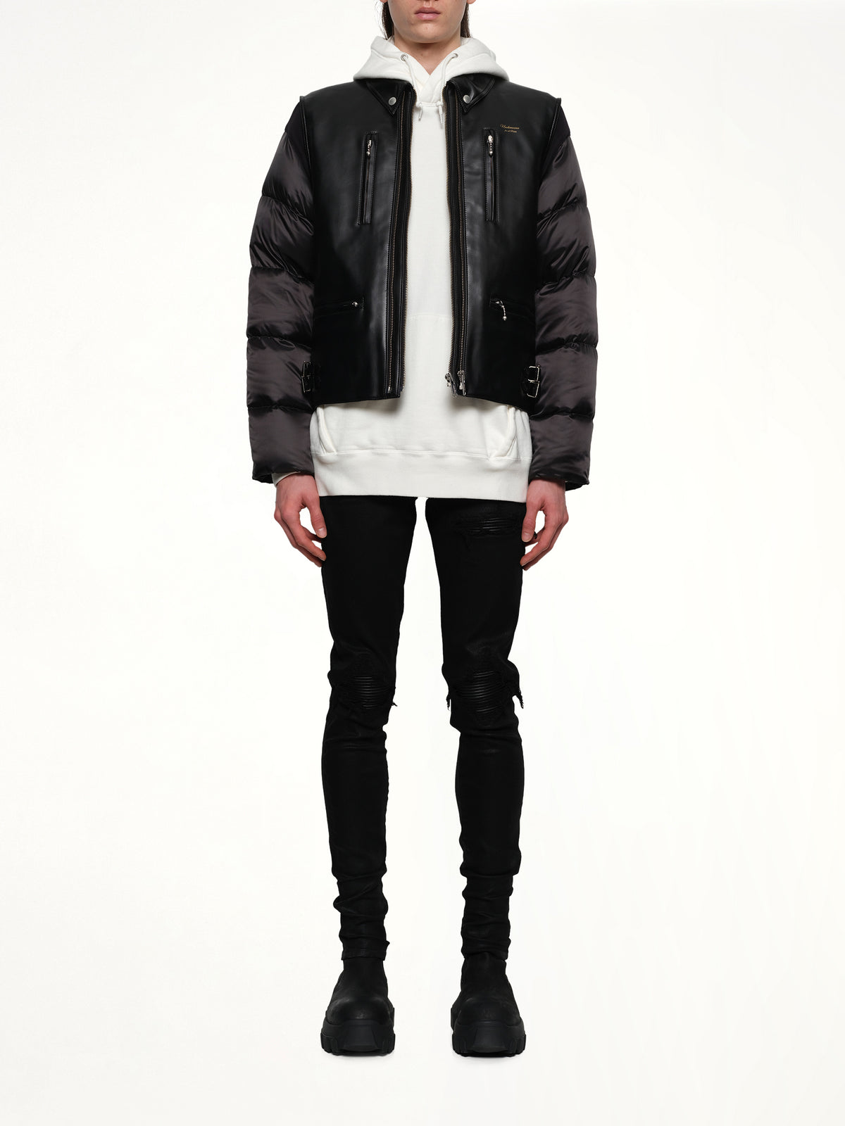 Vegan Leather Blouson in Black