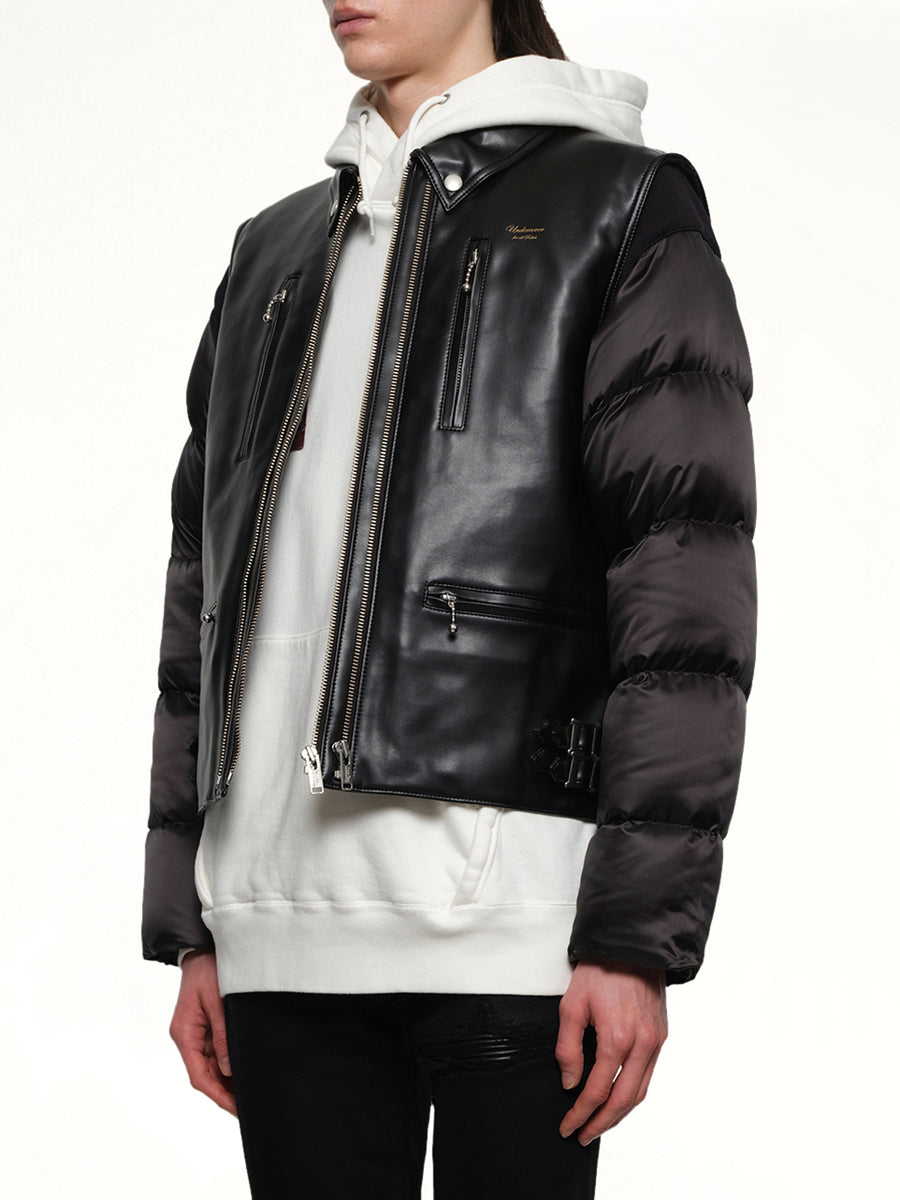 Vegan Leather Blouson in Black