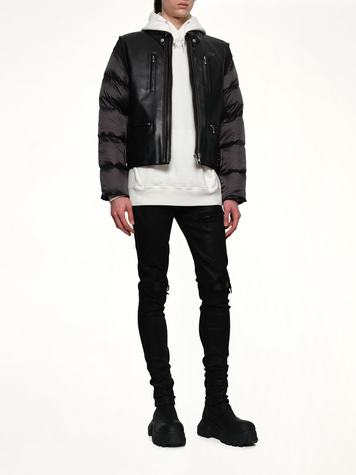 Vegan Leather Blouson in Black