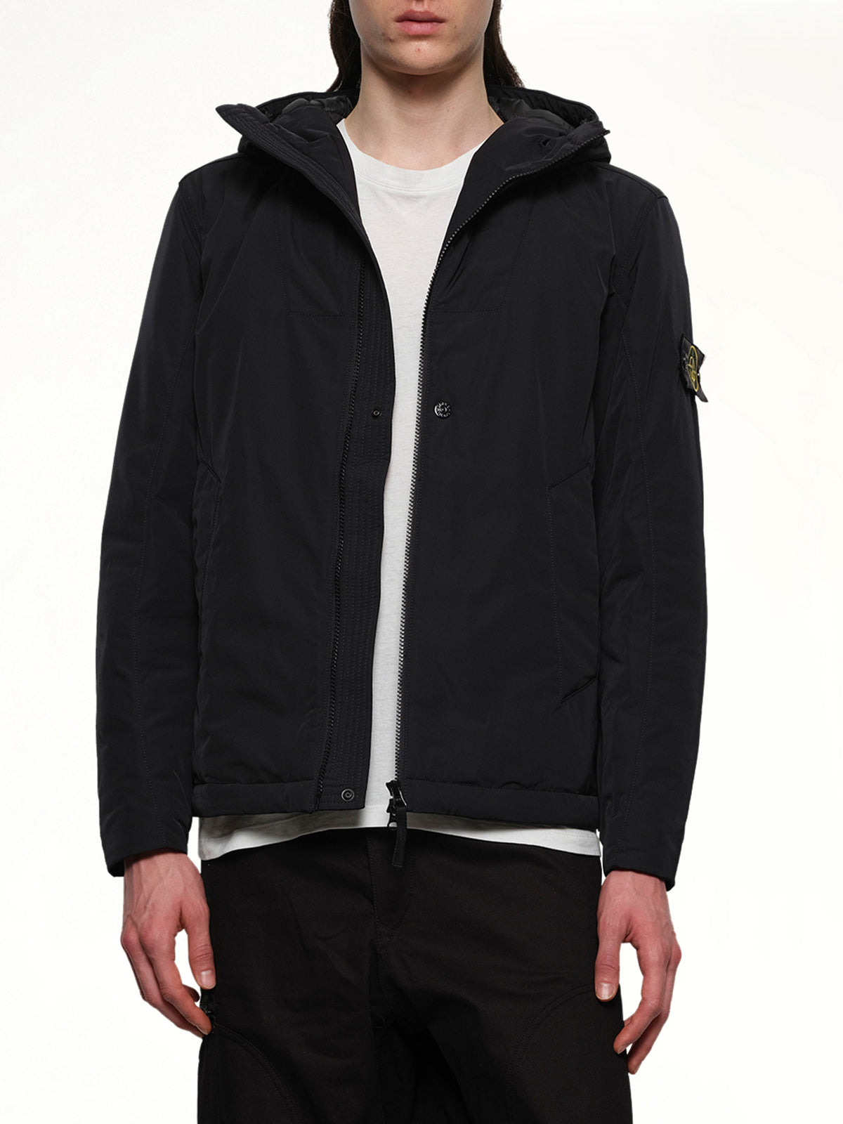 410004 Micro Twill Hooded Jacket in Black