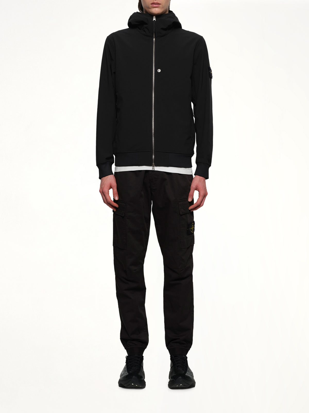 Q100004 Soft Shell Hooded Jacket in Black