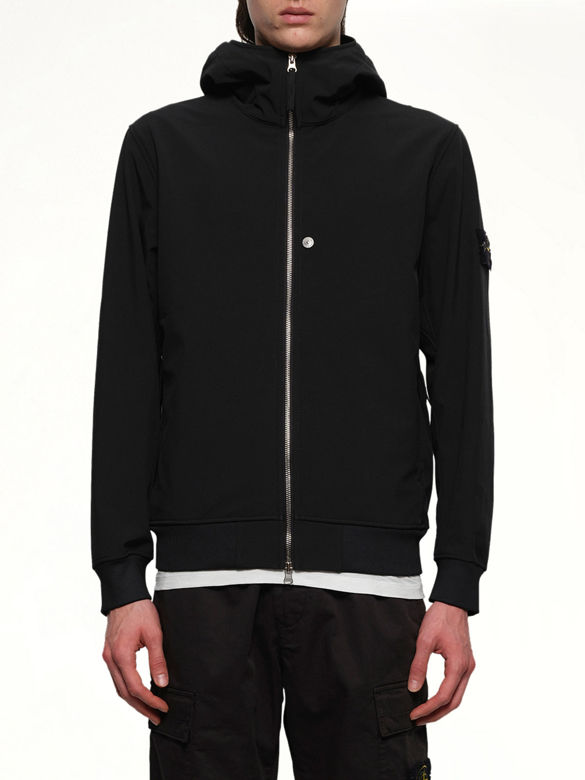 Q100004 Soft Shell Hooded Jacket in Black