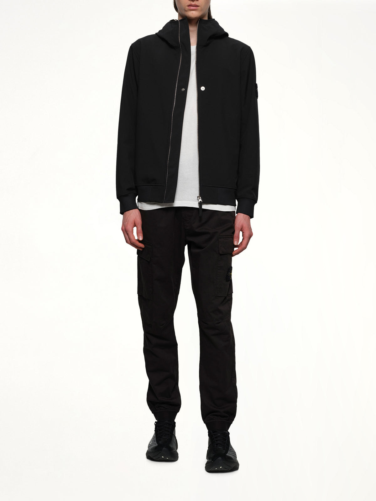 Q100004 Soft Shell Hooded Jacket in Black