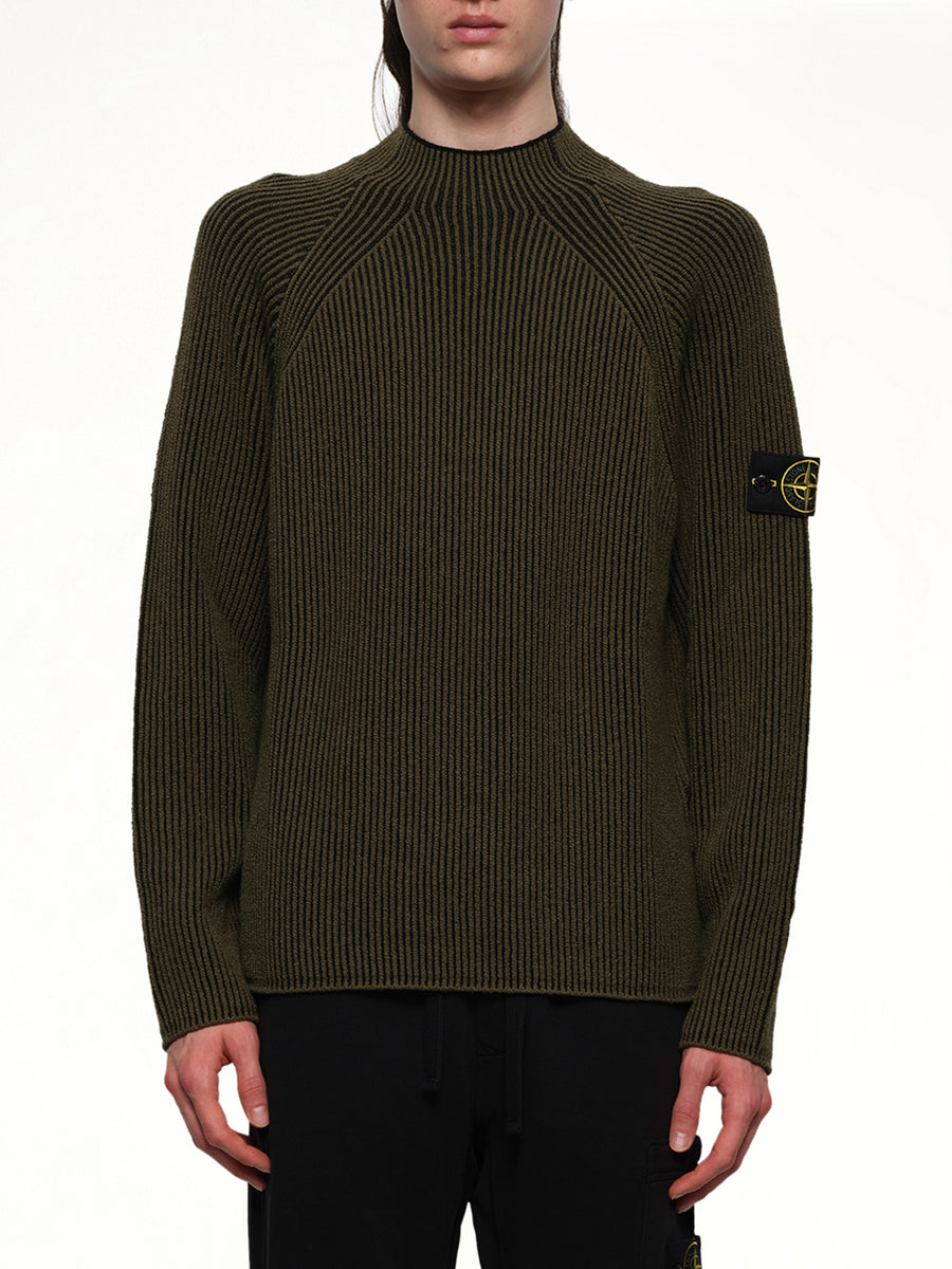 510002 Wool Crew Neck Sweater in Military Green