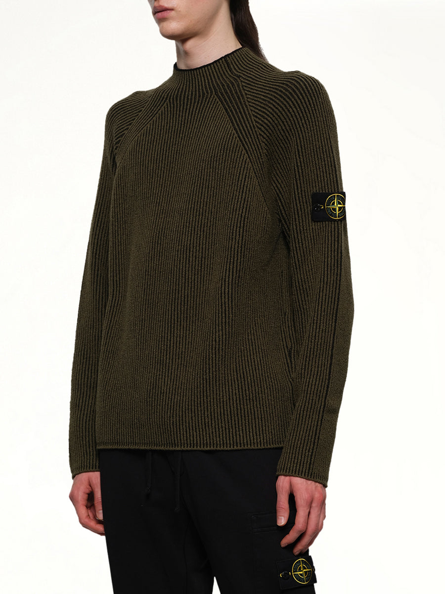 510002 Wool Crew Neck Sweater in Military Green