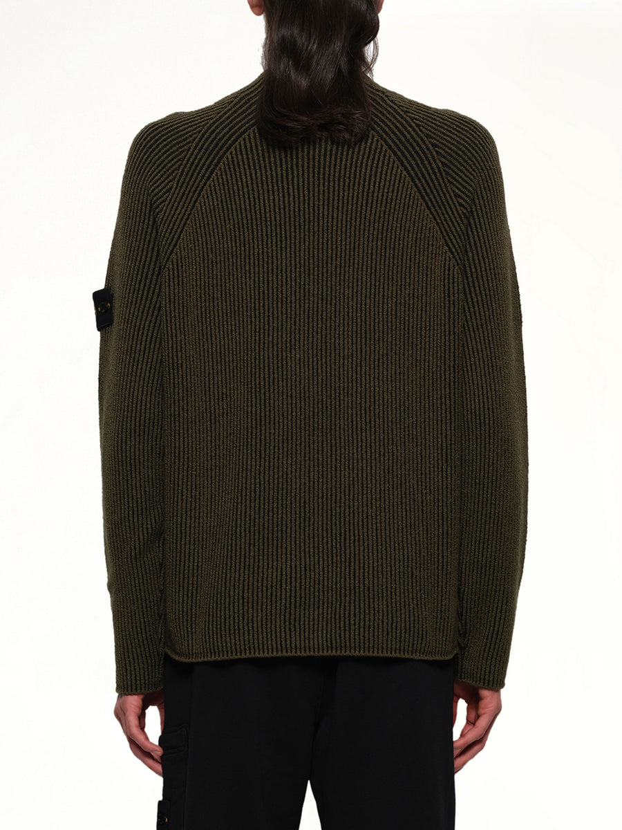 510002 Wool Crew Neck Sweater in Military Green