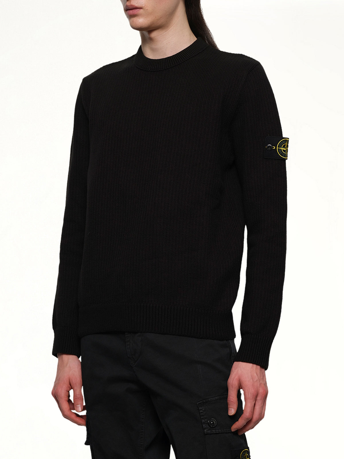 510004 Wool Crew Neck Sweater in Black