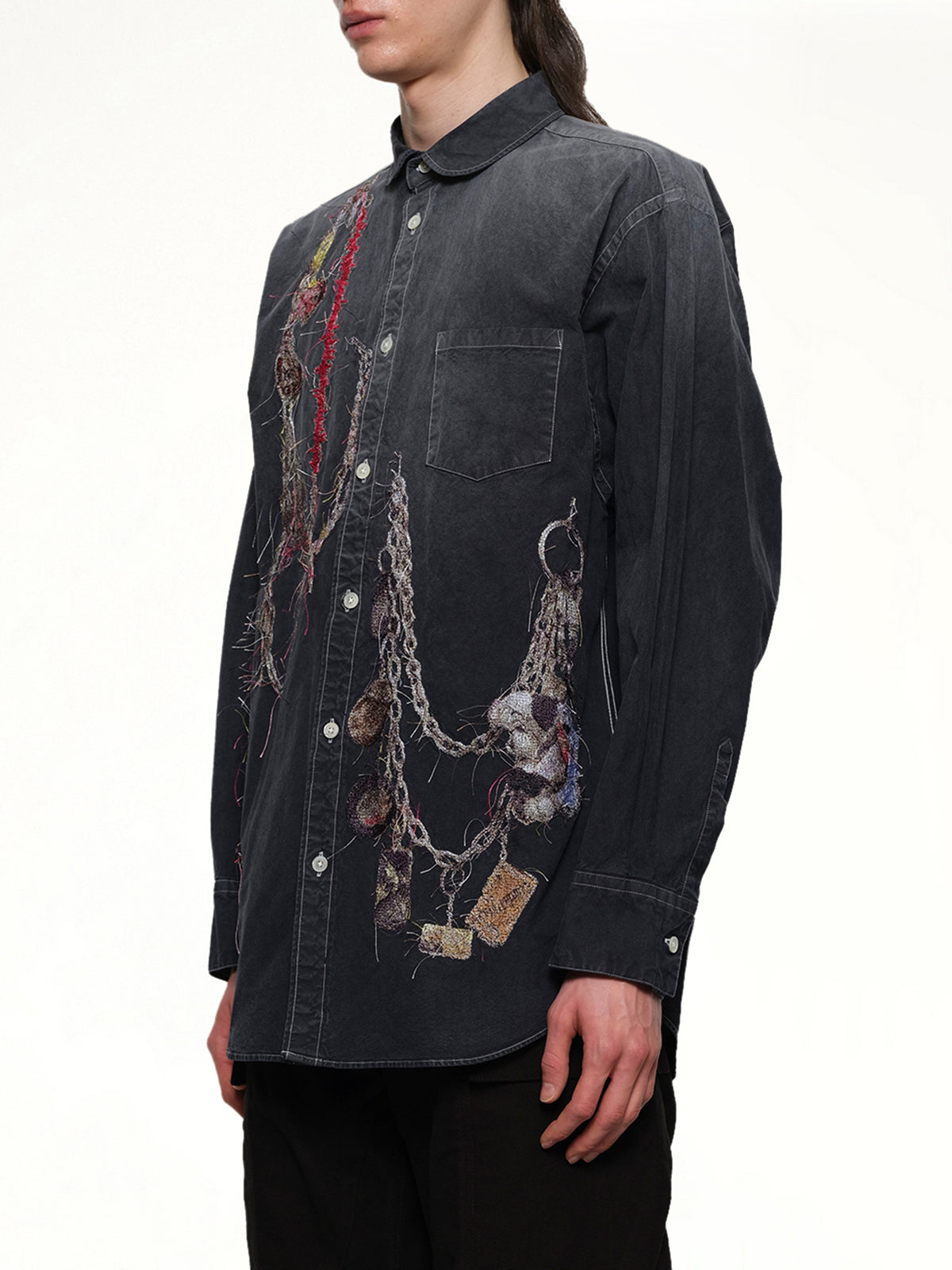 Embroidered Chain Shirt in Grey