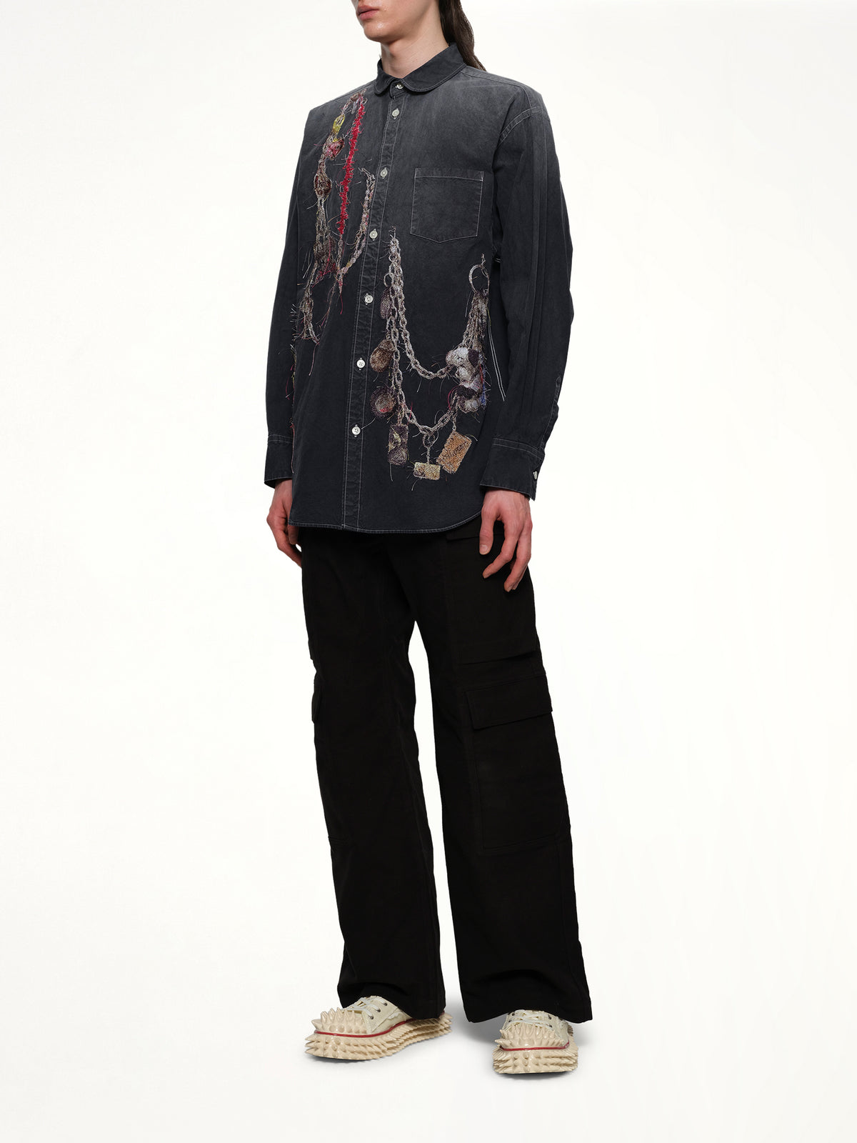 Embroidered Chain Shirt in Grey