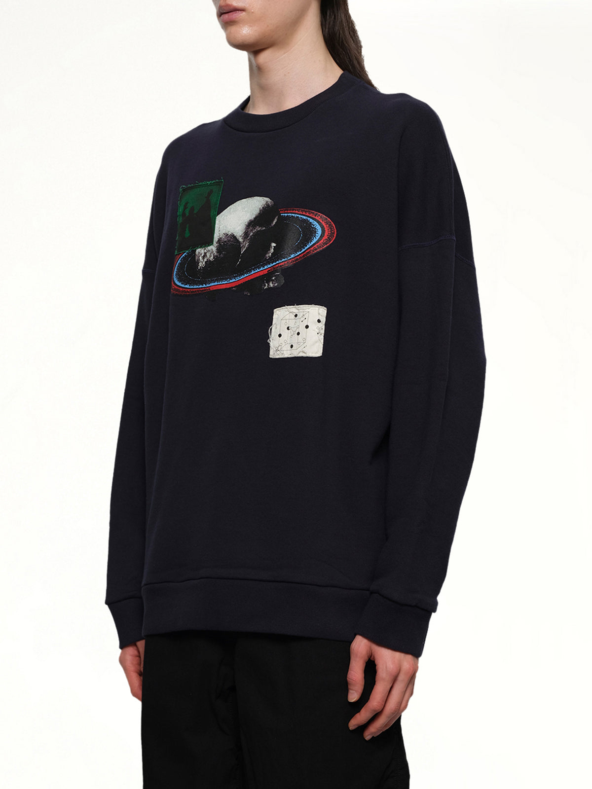 Graphic Patches Sweatshirt in Navy