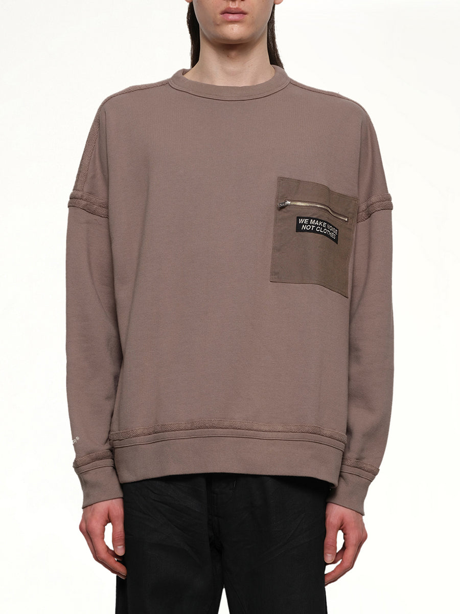Pocket Sweatshirt in Gray Beige