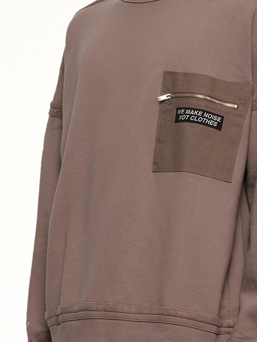 Pocket Sweatshirt in Gray Beige