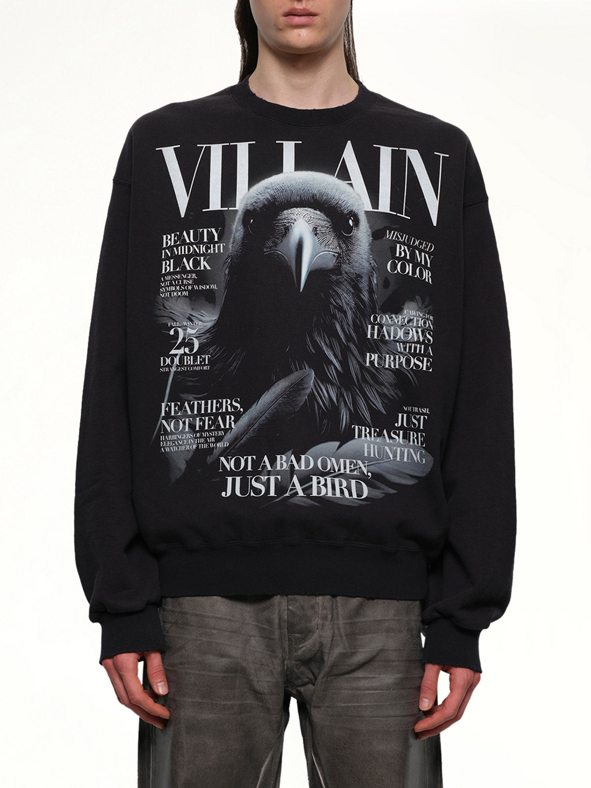 Villain Cover Print Sweat Shirt in Black