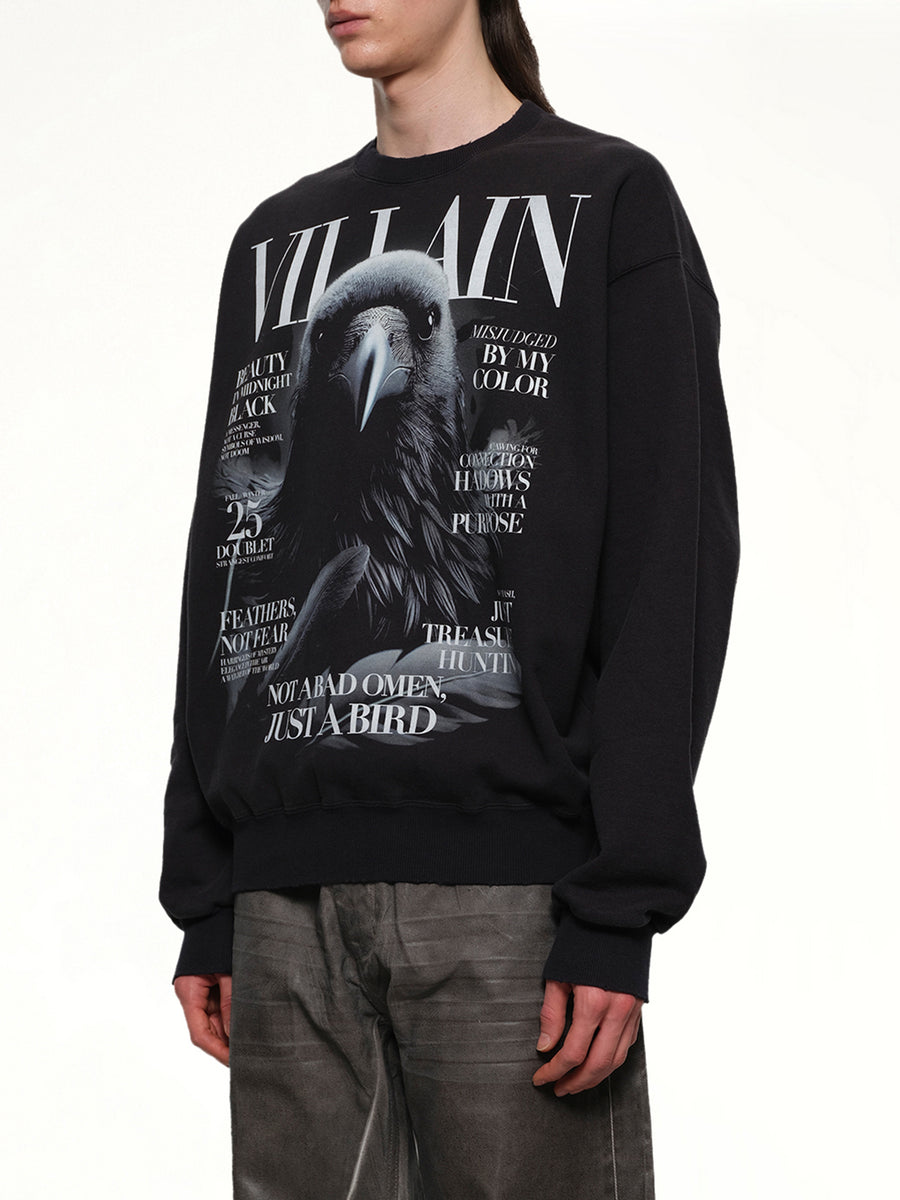 Villain Cover Print Sweat Shirt in Black