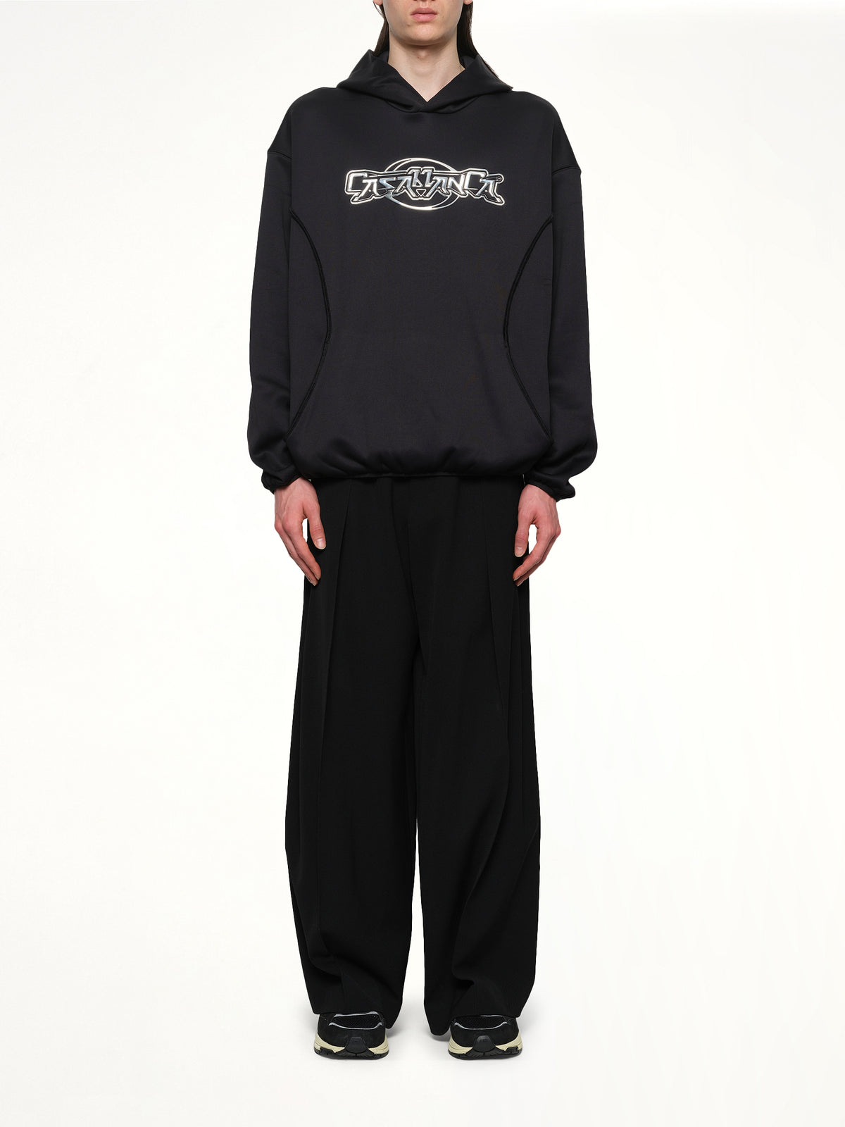 Oversized Panelled Hoodie in Black