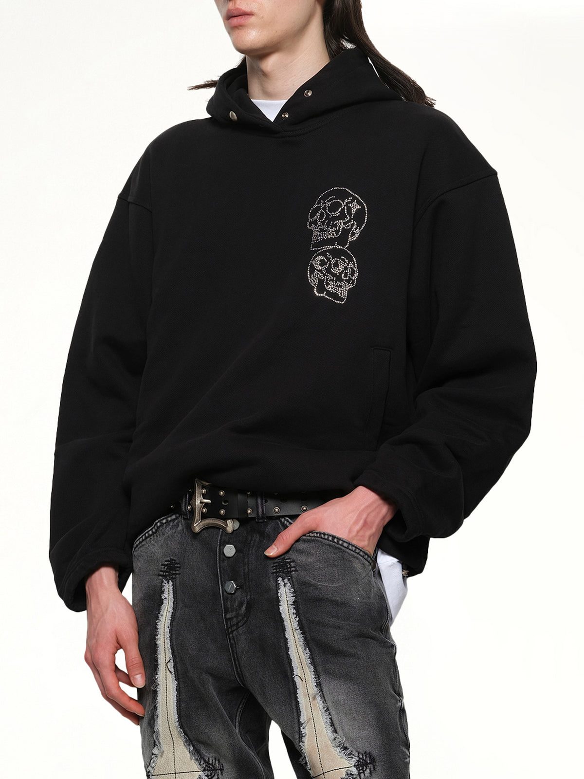 TC Angels Crystal Embellished Hoodie in Black