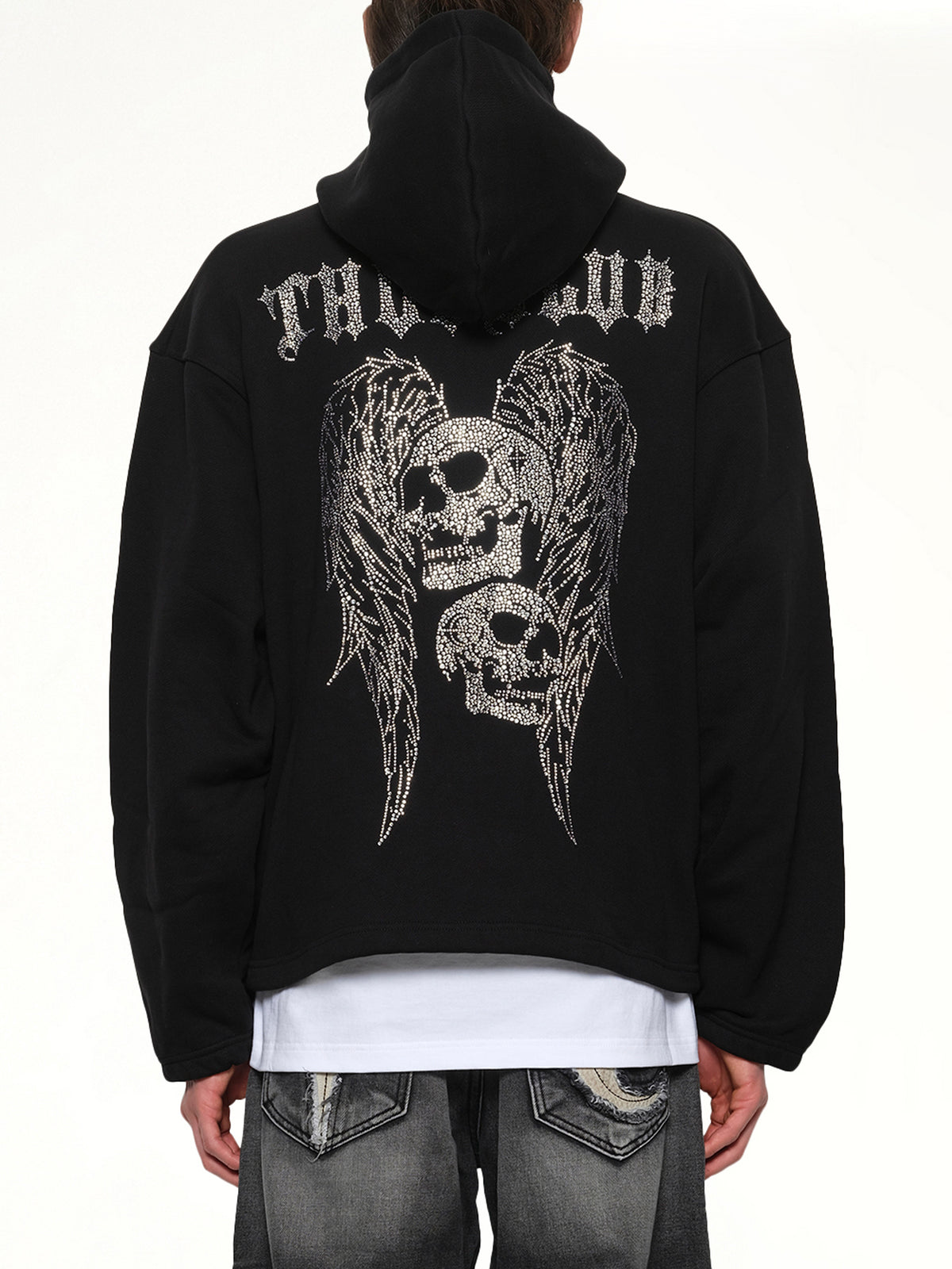 TC Angels Crystal Embellished Hoodie in Black