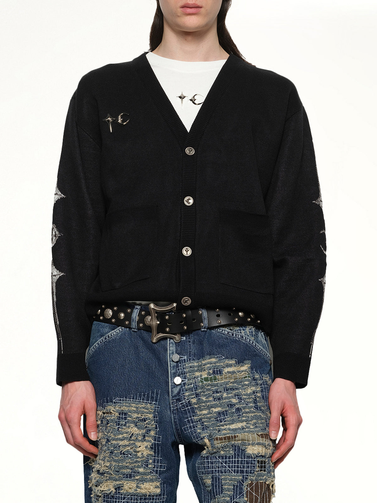 TC Bone Knit Cardigan in Black