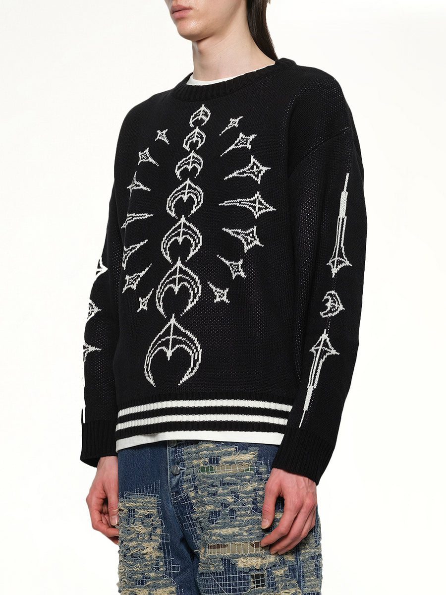 TC Bone Knit Sweater in Black/White