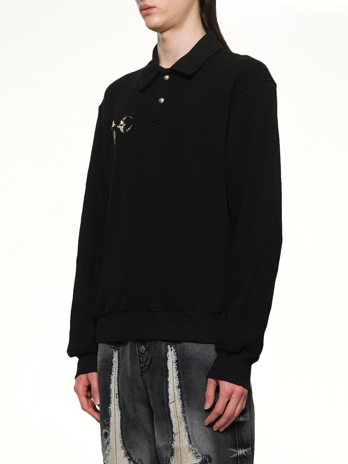 TC Long Sleeve Polo in Black