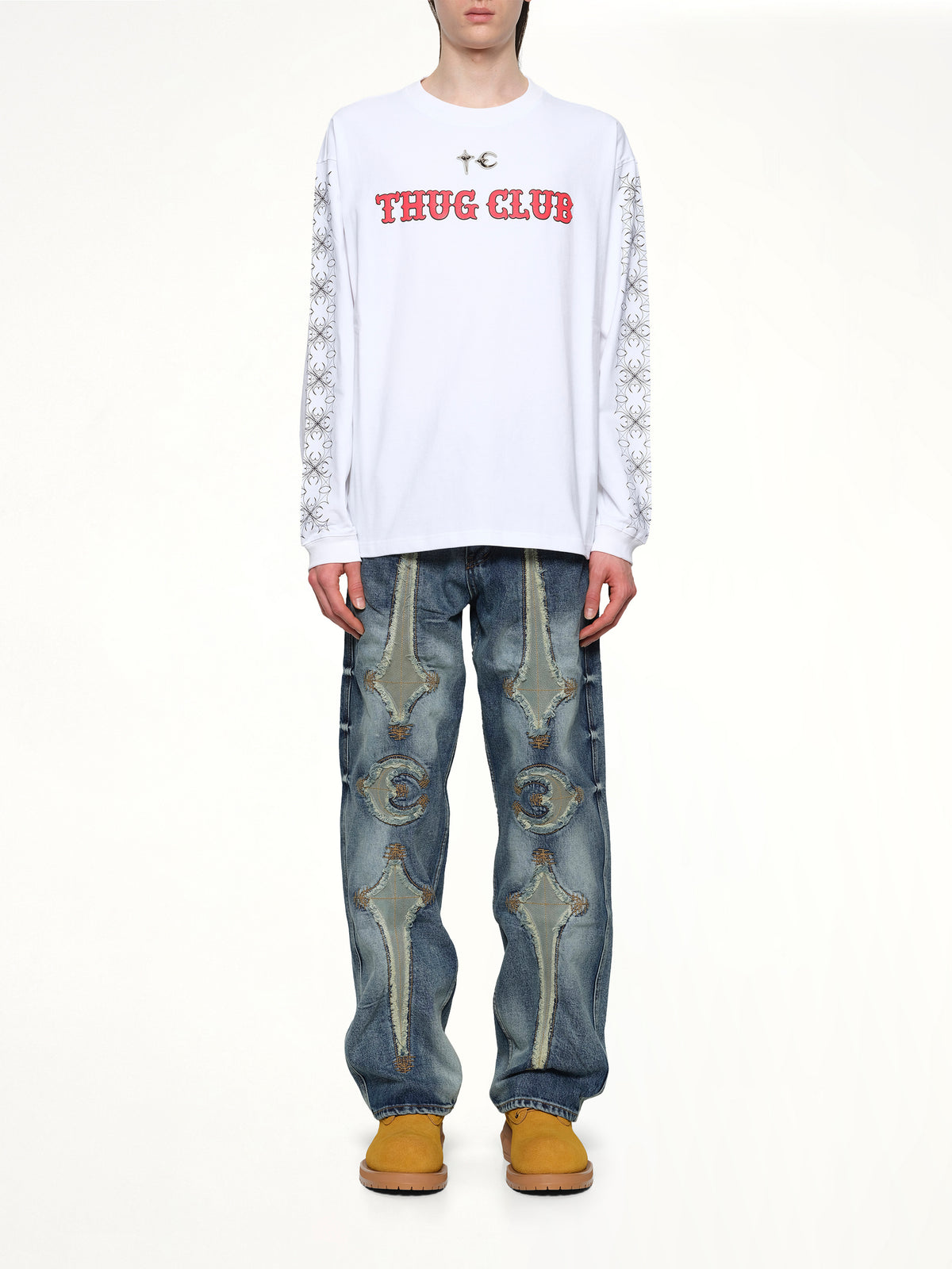 TC Pattern Long-Sleeve in White