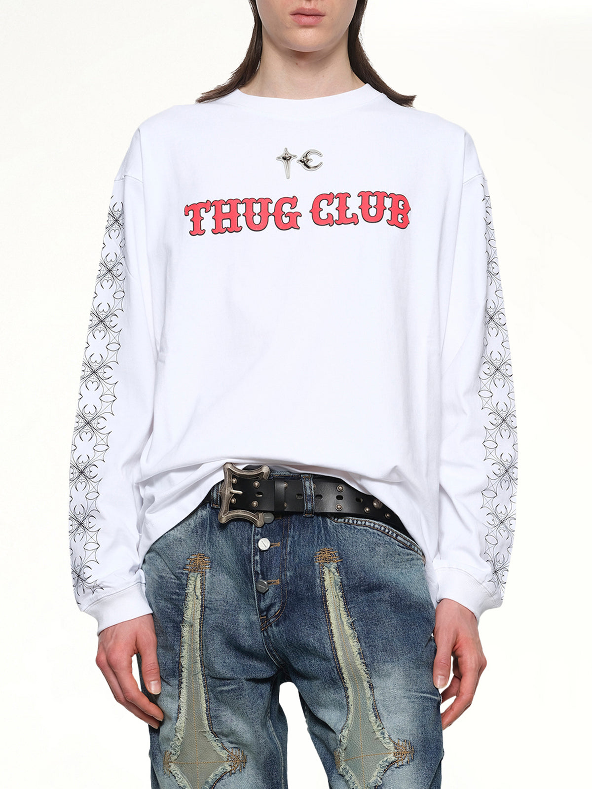TC Pattern Long-Sleeve in White