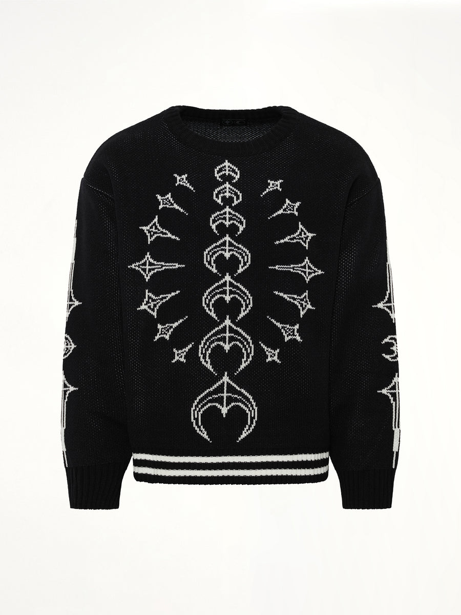 TC Bone Knit Sweater in Black/White