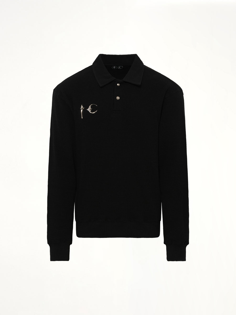 TC Long Sleeve Polo in Black