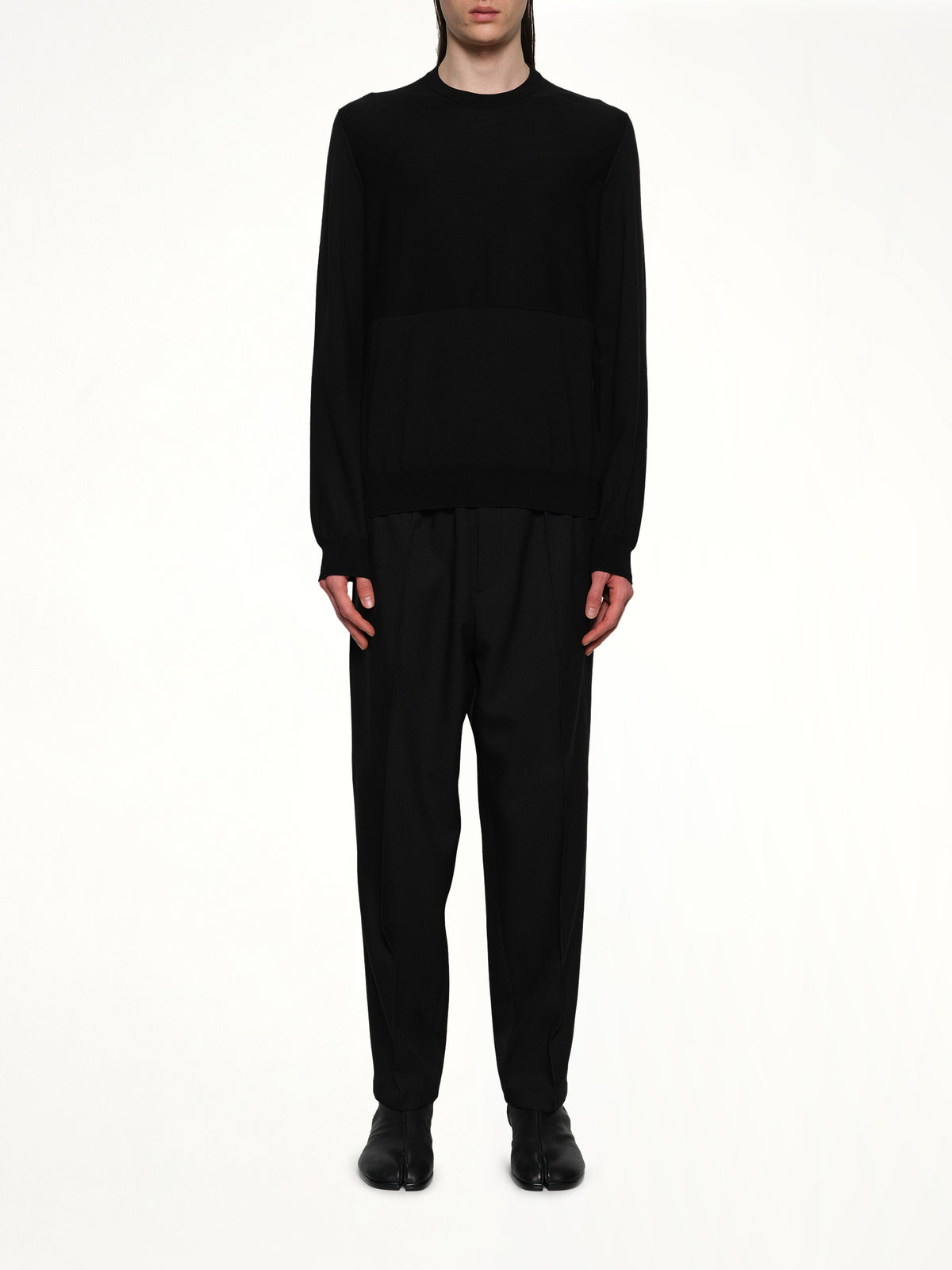 Superfine Merino Wool Sweater in Black