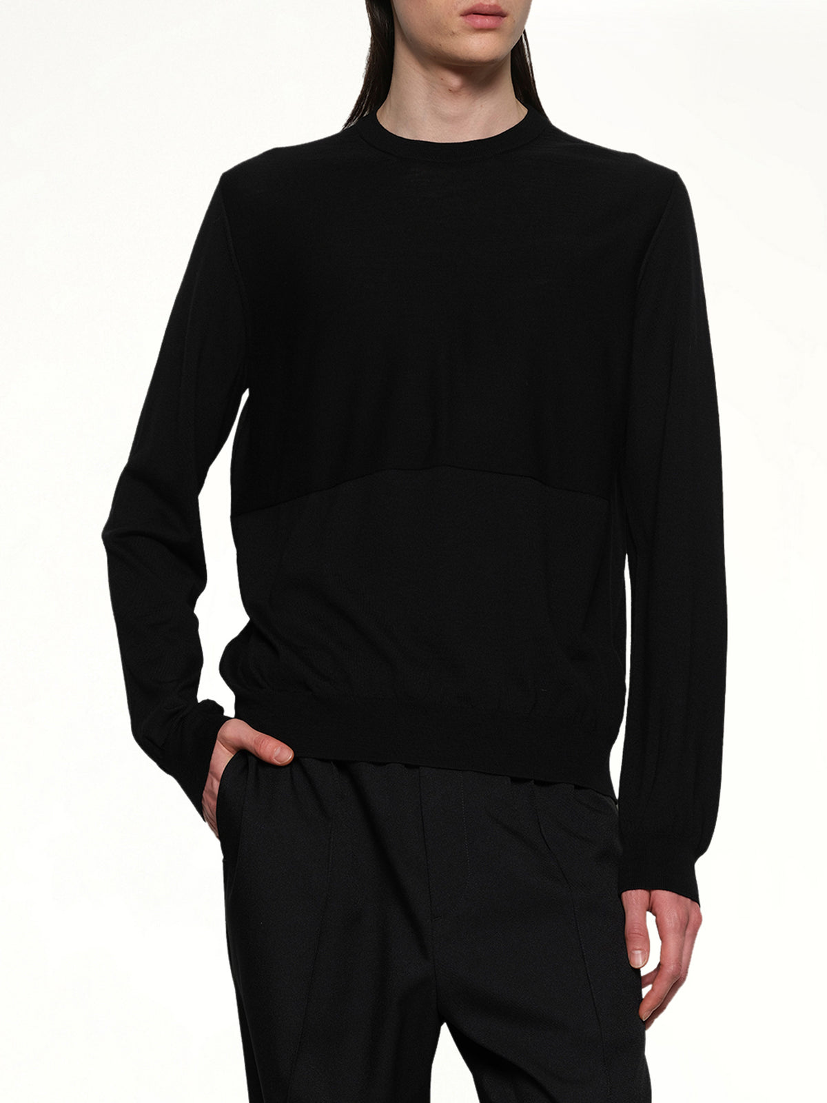 Superfine Merino Wool Sweater in Black