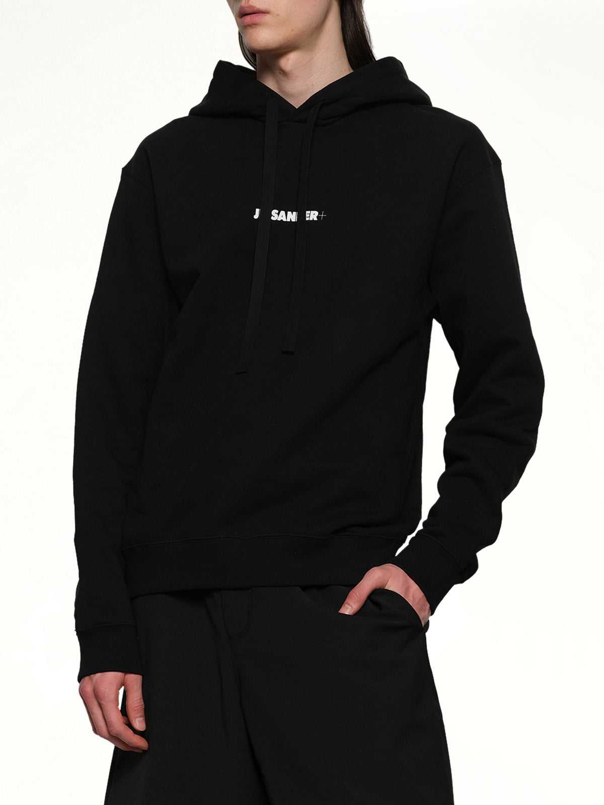 Plus Compact Terry Hoodie in Black