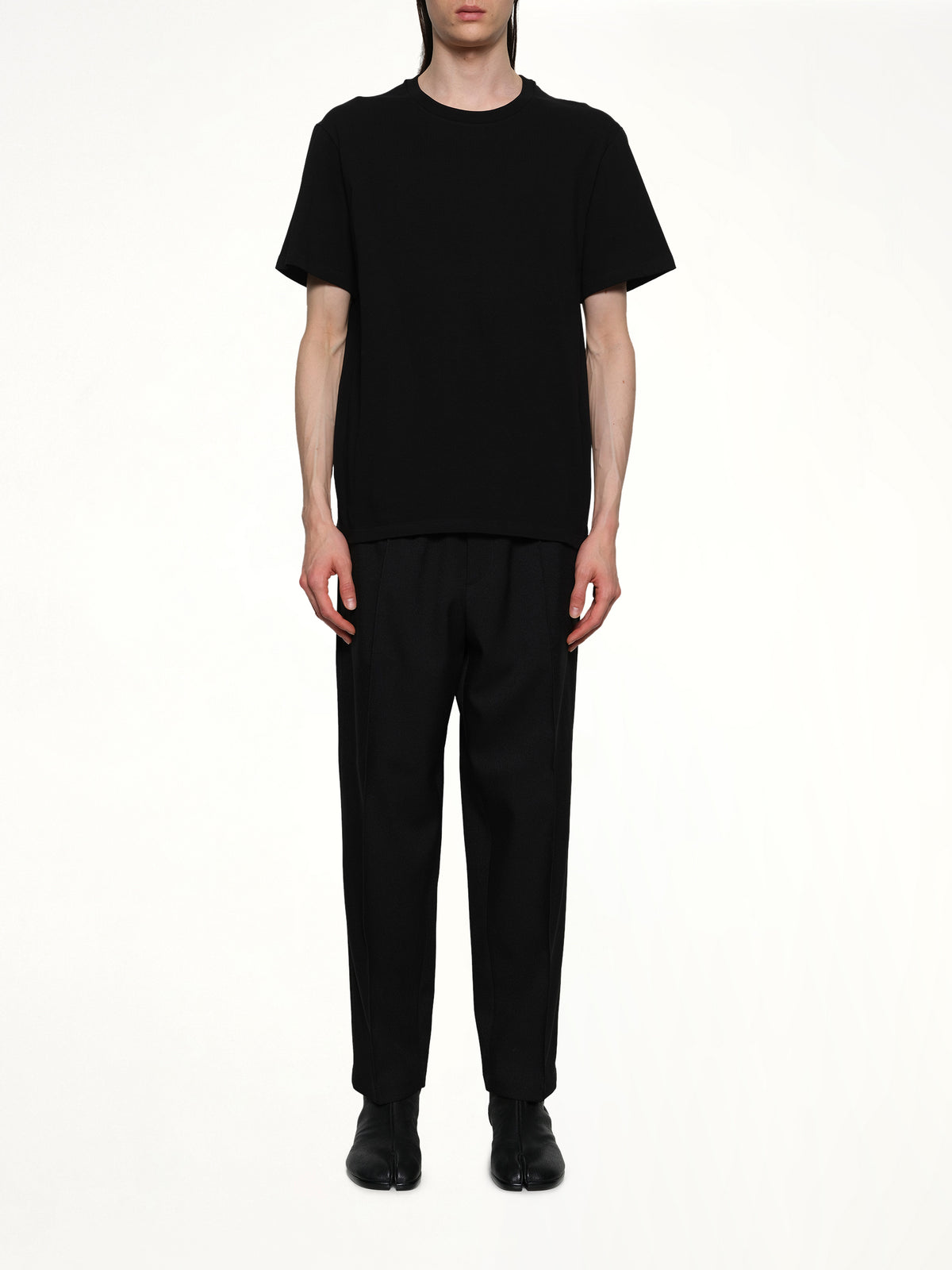 Leather Patch T-Shirt in Black